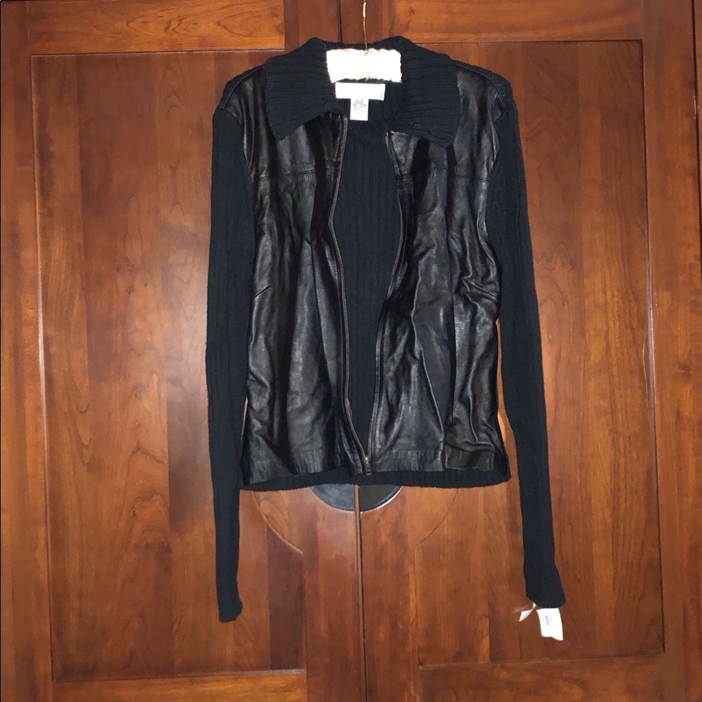 NWT Sutton Studio leather front  jacket